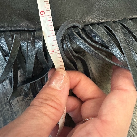 Maje Black Leather M Bag Fringe Top Handle Handbag Purse - Picture 10 of 11